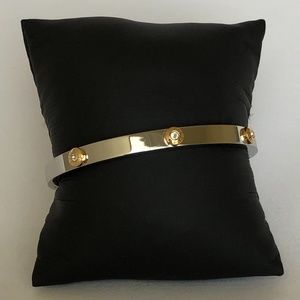 Henri Bendel Rivet Silver Crystal Bangle Bracelet